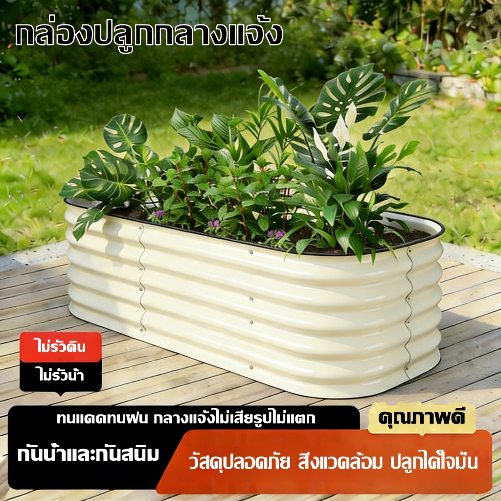 🌿 ถังปลูกผักอเนกประสงค์ 120x60x28 ซม. ออกแบบมืออาชีพ ระบายอากาศดี ช่วยให้รากเติบโตแข็งแรง ปลูกผักปลูกดอกไม้ได้หลากชนิด ป