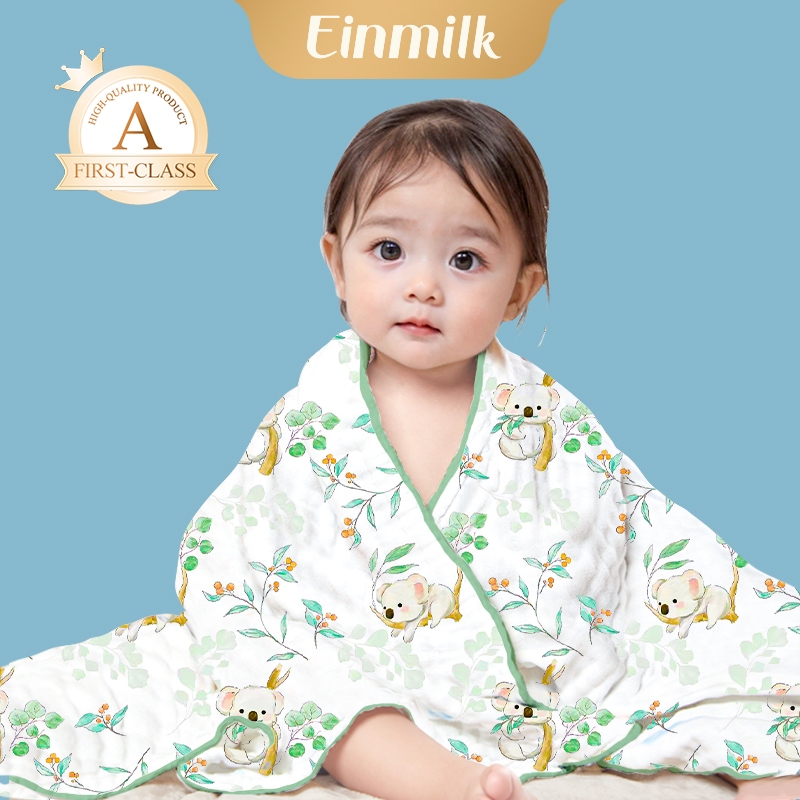 Einmilk ผ้าเช็ดตัวเด็ก ผ้าขนหนูอาบน้ำเด็กวัยหัดเดิน Super Soft 6 ชั้น คอตตอน 100% cotton