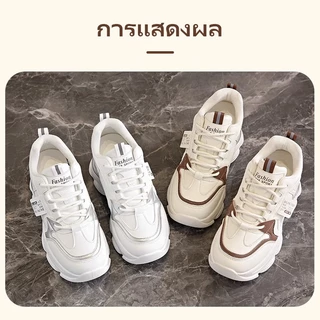 รองเท้าผ้าใบส้นหนา สินค้ามาใหม่ ระบายอากาศได้รองเท้าผ้าใบ รองเท้าผ้าใบแฟชั่นผู้หญิง พื้นหนากันลื่น ลำลอง และสะดวกสบาย
