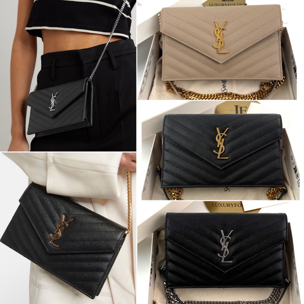 กระเป๋าสตางค์แบบโซ่ Ysl Saint Laurent YSL 742920 WOC 7.5 ของแท้ 100%