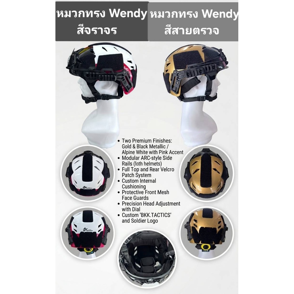 หมวกเวนดี่ Wendy สายตรวจ จราจร พร้อมตราโล่  หมวกยุทธวิธี สามารถปรับไซส์ได้ งานดี 100% by BKK.TACTICS