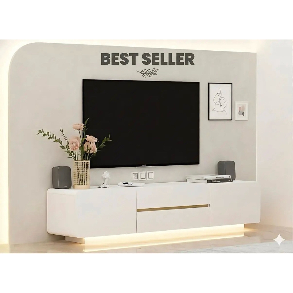 Tomato Home ชั้นทีวีมินิมอล Desire TV cabinet กว้าง200ซม| ชั้นทีวีไม้ วางทีวี 85นิ้ว| ขายดีติดอันดับ