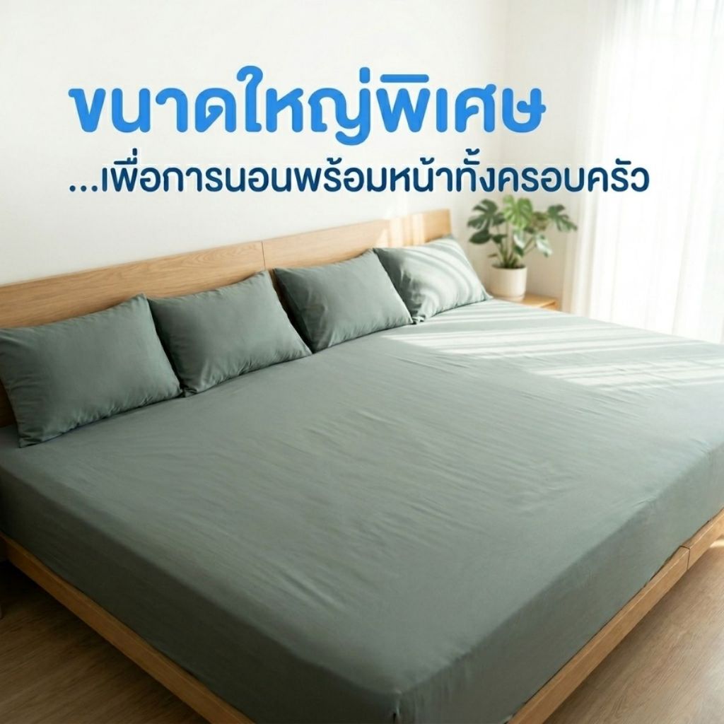 ผ้าปูที่นอนครอบครัว 9-9.5 ฟุต รุ่น BreezePlus ไร้รอยต่อ ป้องกันไรฝุ่น เย็นสบาย ยางยืด 360° |MildMate ราคา ถูกที่สุด ดีลบีเคเค แกลเลอรีภาพที่ 3