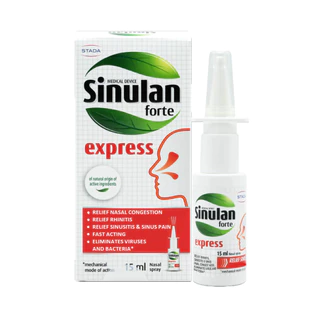 Sinulan Express สเปรย์พ่นจมูก บรรเทาอาการคัดจมูก 15 mL ซินูแลน เอ็กซ์เพรส spray สำหรับภูมิแพ้ แน่นจมูก นำเข้าจากฝรั่งเศส