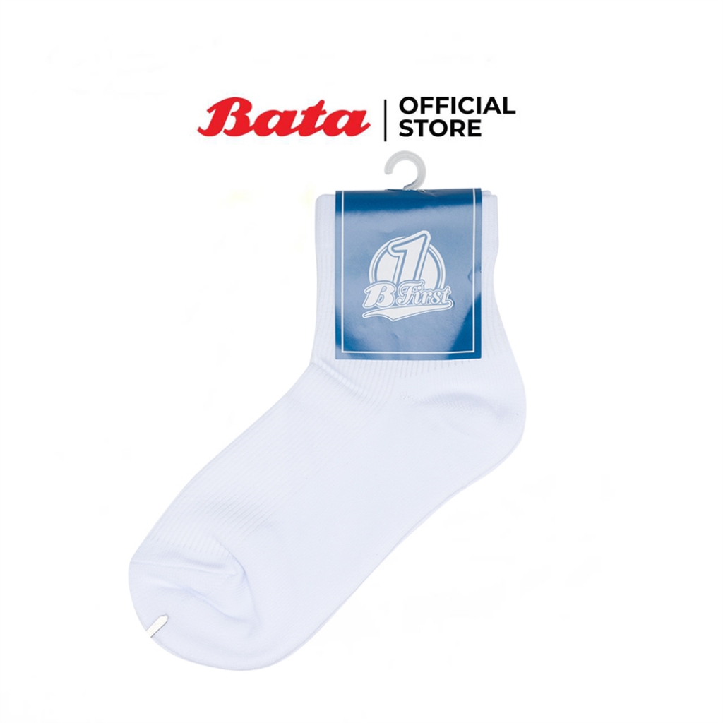 Bata B-first Kids sock ถุงเท้านักเรียน สีขาวล้วน ไซส์ 7-9 แพ็ค 1 คู่ 9541030