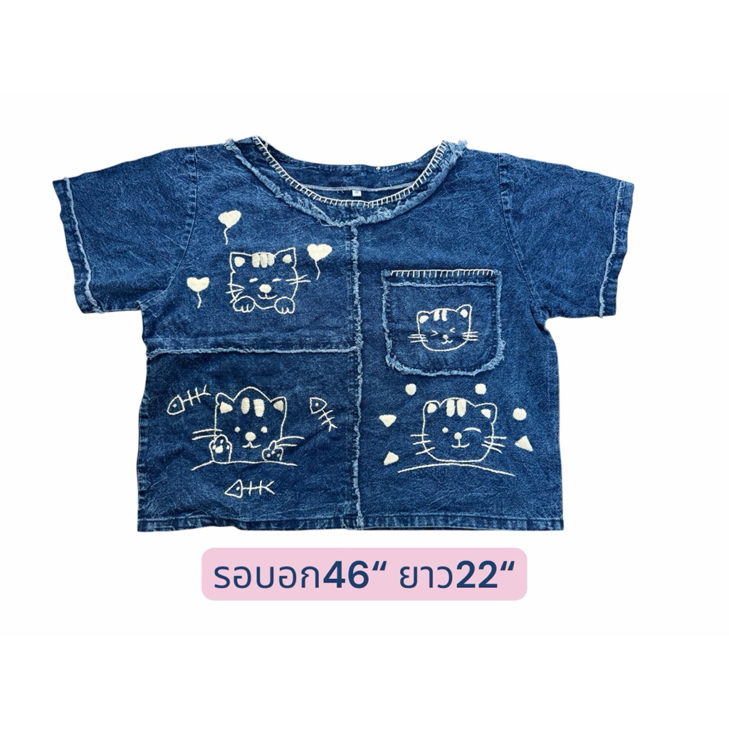 เสื้อหม้อฮ่อมฟอกสโตนลายปักน่ารักๆ ฟรีไซต์อก40-46“ ราคา ถูกที่สุด ดีลบีเคเค แกลเลอรีภาพที่ 5