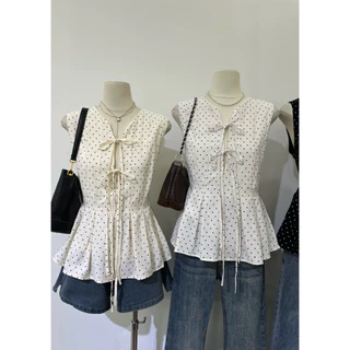เสื้อแขนกุดลายจุดน่ารักมาก