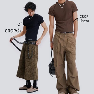 เสื้อยืดครอปผู้ชาย Crop T-Shirt แขนสั้น ทรงครอปพอดีตัว ใส่ได้หลายสไตล์