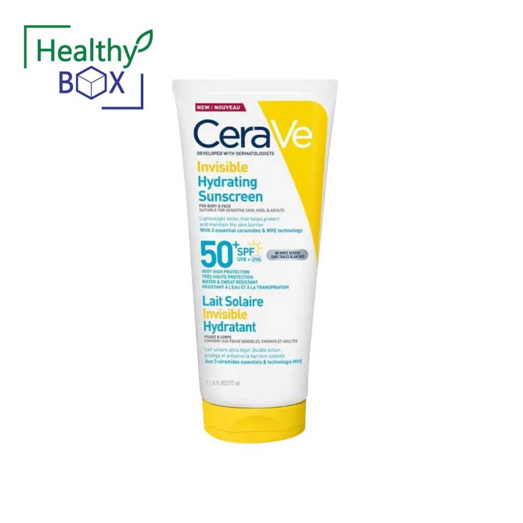 CERAVE Hydrating Sun Body&Face spf50 177ml. เซราวี อินวิซิเบิ้ล ไฮเดรติ้ง ฟลูอิด ซันสกรีน​