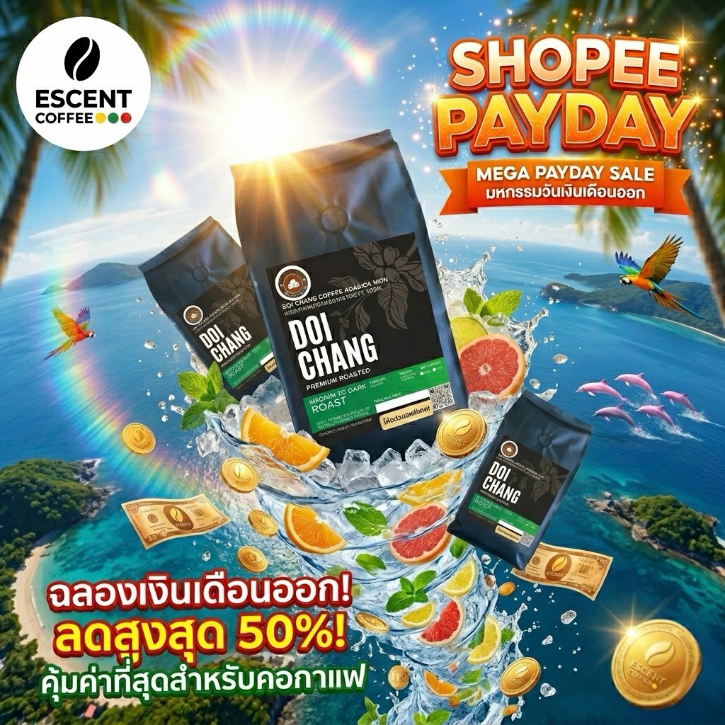 เมล็ดกาแฟดอยช้างอาราบิก้า คั่วกลางค่อนเข้ม - เกรดมาตรฐาน ขนาด 1 กิโลกรัม
