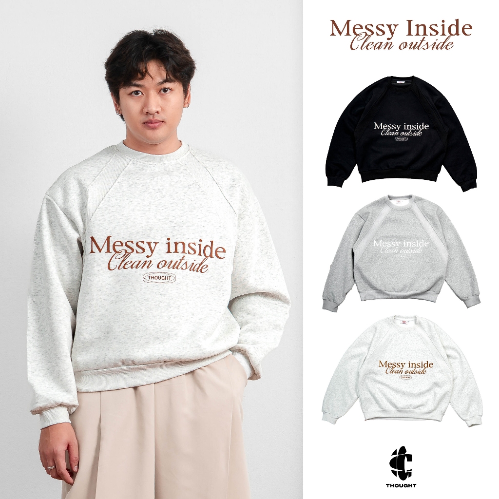 THOUGHT.BKK - เสื้อ Sweater รุ่น Messy inside Clean outside เสื้อสเวตอเตอร์ แขนยาว