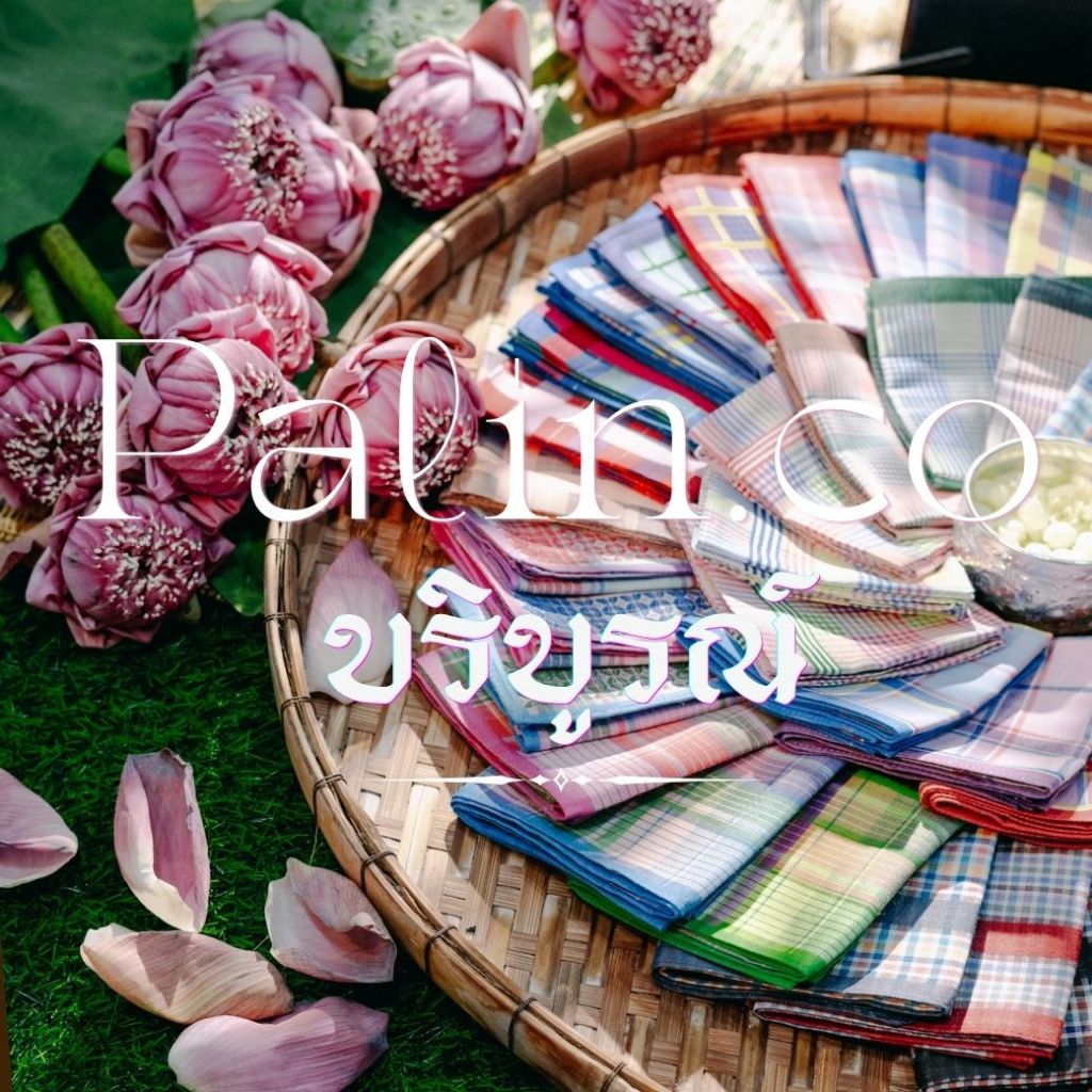 Palin.co | ผ้าเช็ดหน้า รุ่นบริบูรณ์ (BORIBOON) ผ้าฝ้ายคอตตอน100% ขนาด 43x43 ซม