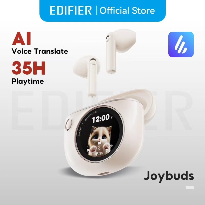 Edifier JoyBuds หูฟังไร้สาย พร้อมเคสชาร์จแบบอินเทอร์แอคทีฟ บลูทูธ V6.0 กันน้ำระดับ IP54 ใช้งานได้นาน 35 ชั่วโมง