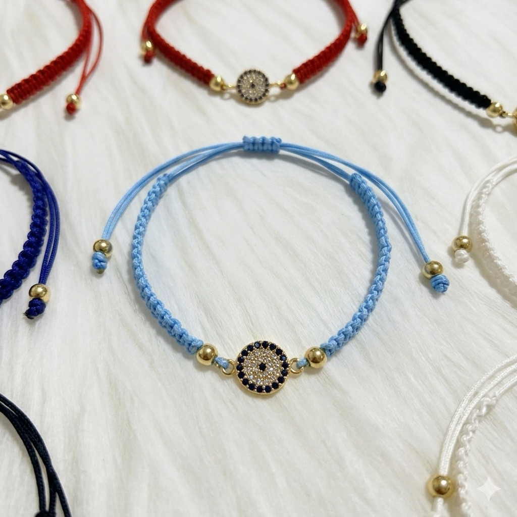 🧿 สร้อยข้อมือเชือกถัก Evil Eye (Nazar) – เครื่องรางแห่งการปกป้องและความโชคดี แท้จากตุรกี