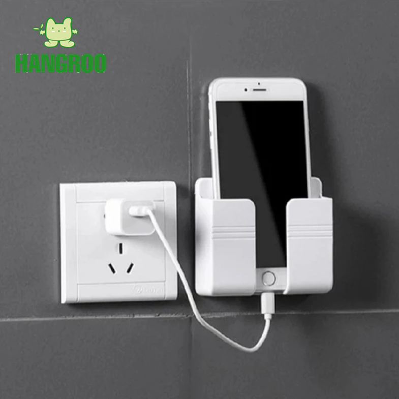 HANGROO H690 ที่วางโทรศัพท์ ติดผนัง ที่วางรีโมท ที่วางของติดผนัง กล่องเก็บของติดผนัง ไม่ต้องเจาะ