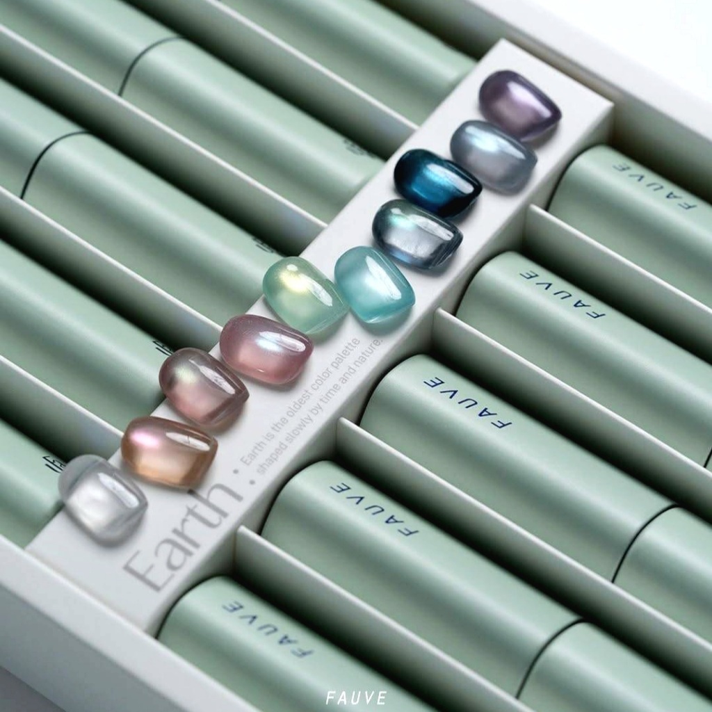 🆕️Brand เซตสีเจล FAUVE🇰🇷 Earth collection 10 สีLuxury Magnet gel พร้อมชาร์ตสีเปล่า ของแท้จากเกาหลี