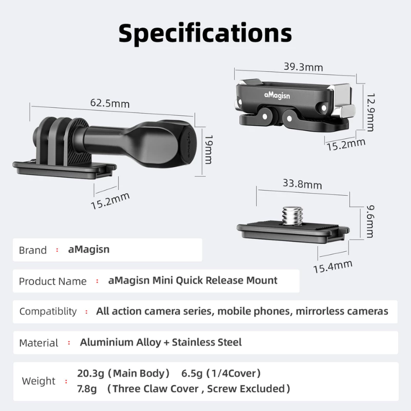 aMagisn Insta360 / DJI / GoPro Mini Quick Release อแดปเตอร์ปลดเร็ว ขนาดเล็ก thumbnail 8