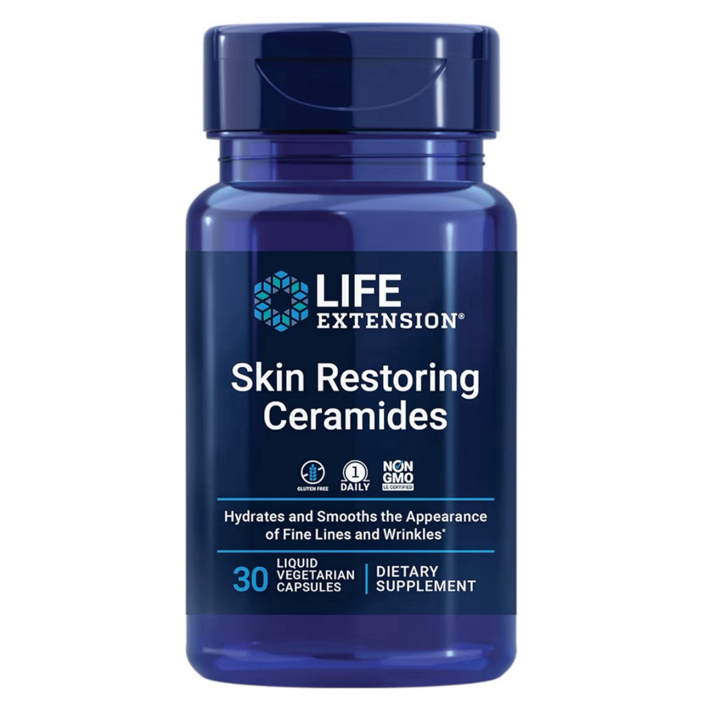 [ LIFE EXTENSION ]❇️ SKIN RESTORING CERAMIDES  ( อาหารผิวจากธรรมชาติ⚡️ชะลอความแก่⚡️ลดความแห้งกร้านของผิว )( 30 แคปซูล )