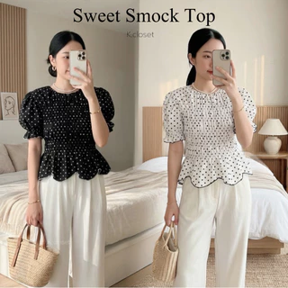 เสื้อสม็อคแขนตุ๊กตา แขนพองระบาย หวานละมุนมาก Sweet Smock Top