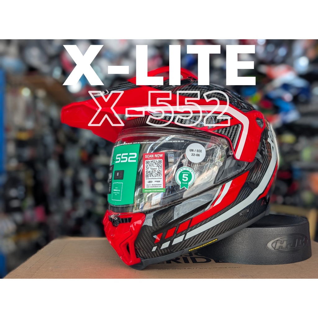 หมวกกันน็อคโมตาด X-Lite รุ่น X-552 Carbon ลาย Latitude N-Com สีแดง ไซส์ M