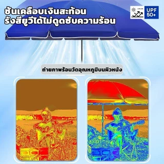 【ร่มสนาม 52นิ้ว】ร่มใหญ่ 2/2.4m ร่มกันแดดสนามใหญ่ เคลือบ 2300D ปรับระดับได้ กันลม UV กันแดด กันฝน ร่มชายหาด ร่มแม่ค้า จัด