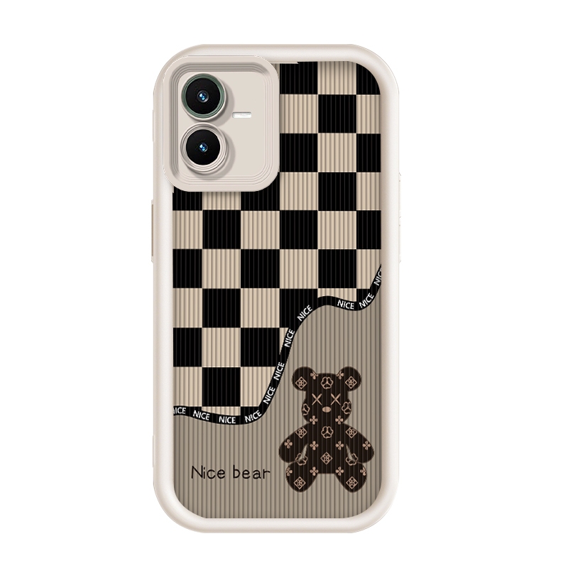 เข้ากันได้ Vivo Y22/Vivo Y22s/Vivo Y22t,Checkerboard ความรุนแรงหมี Tide แบรนด์ กรณีโทรศัพท์ลม