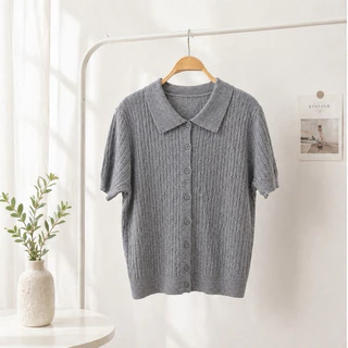 LITTLEMOM-เสื้อโปโลถักเกลียวแต่งกระดุมหน้า 8 เม็ด รุ่น MAX