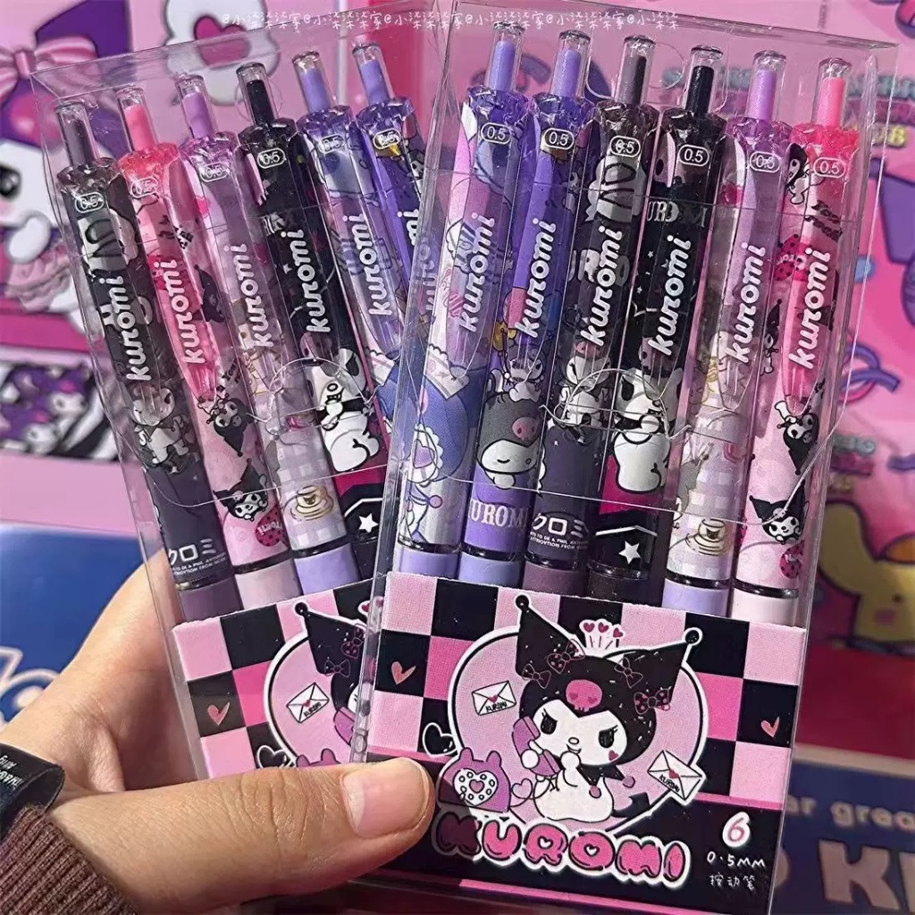 【สินค้าพร้อมส่ง】กล่อง 6 ชิ้น  ปากกาหมึกเจล น่ารัก 0.5 มม. สีดำ สำหรับนักเรียน มีให้เลือกหลายสี