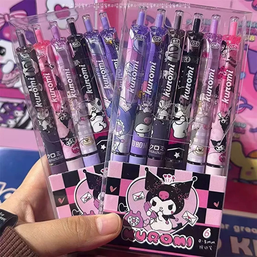【สินค้าพร้อมส่ง】กล่อง 6 ชิ้น ปากกาหมึกเจล น่ารัก 0.5 มม. สีดำ สำหรับนักเรียน มีให้เลือกหลายสี