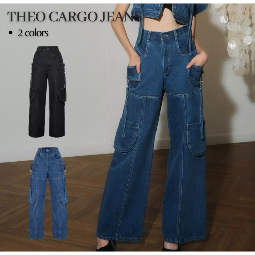 ส่งต่อกางเกงยีนส์ แบรนด์ Merge Official - Theo Cargo Jeans สี Indigo ไซส์ s