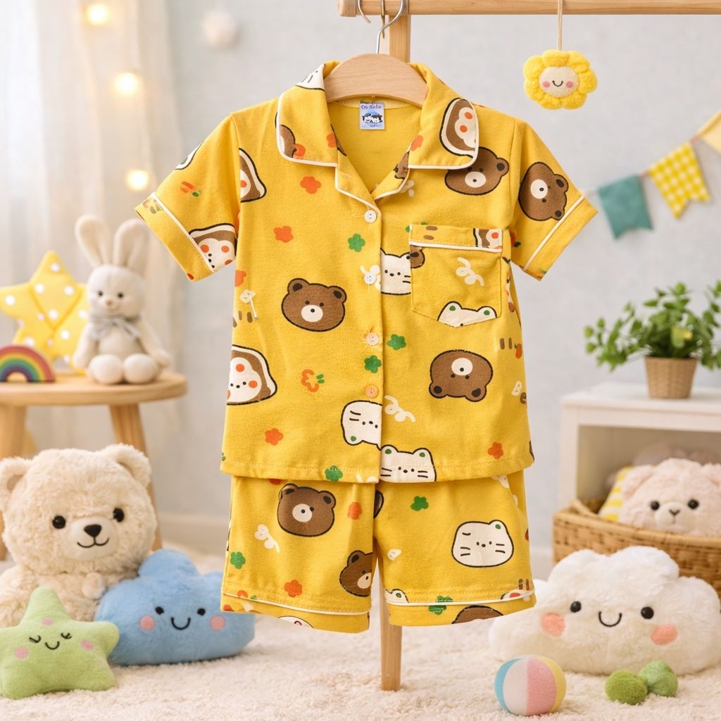 ชุดนอนเด็กลายหมี ผ้านิ่มใส่นุ่มสบาย สีสันสดใส สินค้าพร้อมส่ง