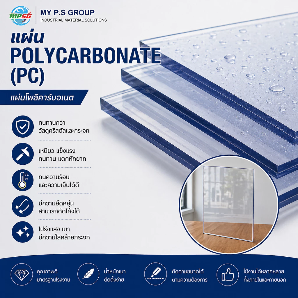 แผ่นโพลีคาร์บอเนต หนา 1-8mmx60x120CM Polycarbonateสีใสเรียบโปร่งแสง