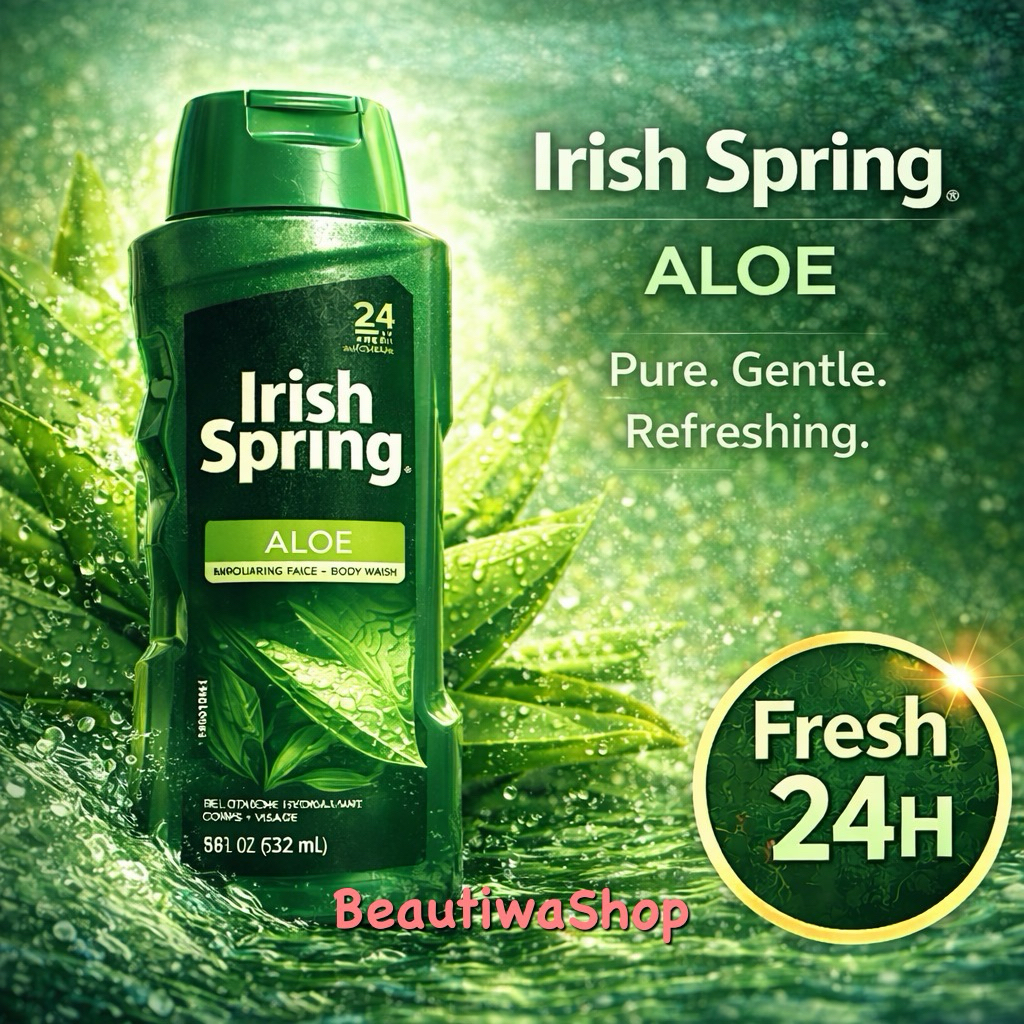 Irish Spring Men's Face & Body Wash ALOE  ช่วยชำระล้างแบคทีเรีย และสิ่งสกปรกบนผิวหนังใช้ได้ดีกับผิวห