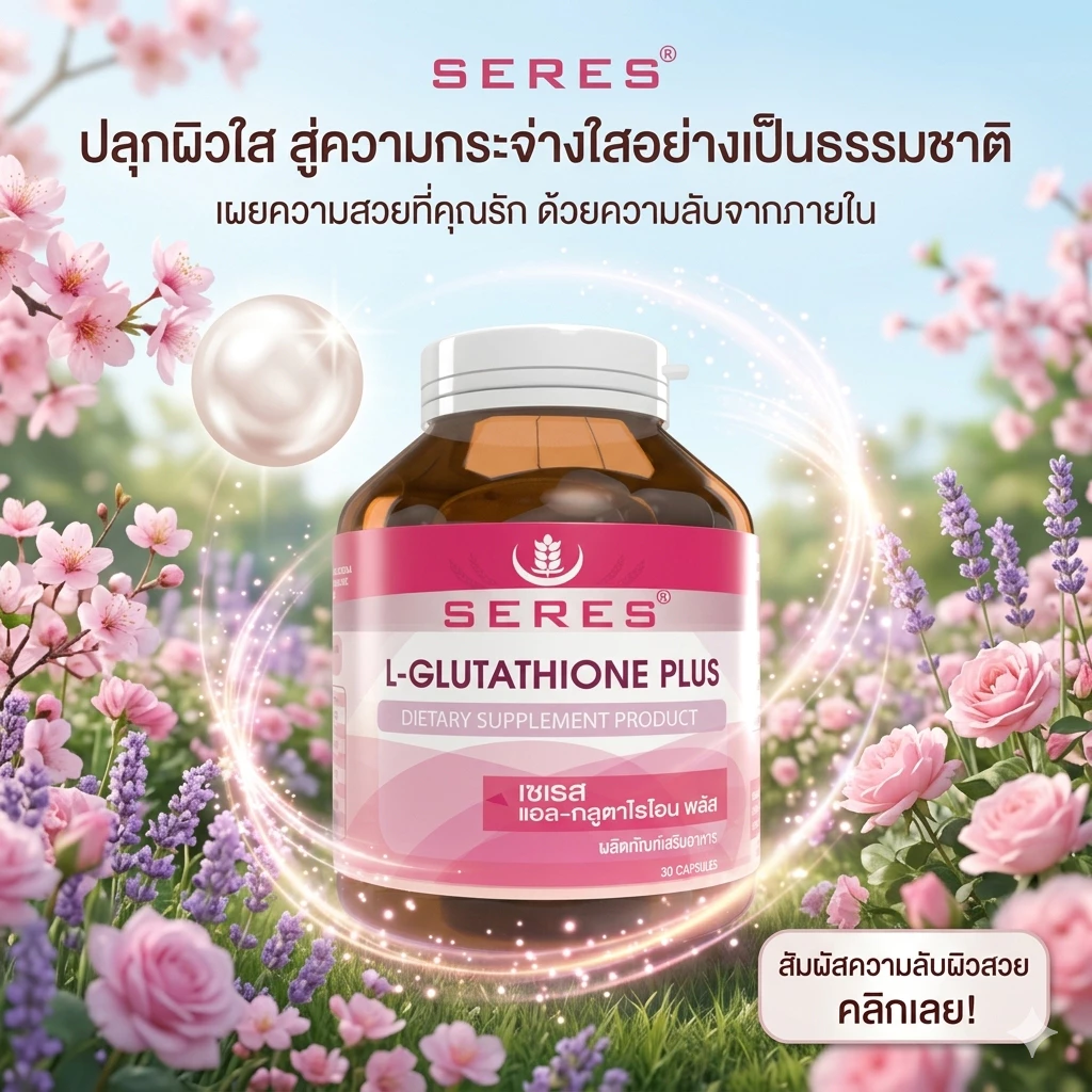 SERES กลูต้าไธโอน + คอลลาเจน + Zinc ผิวใส ลดสิว 30 แคปซูล