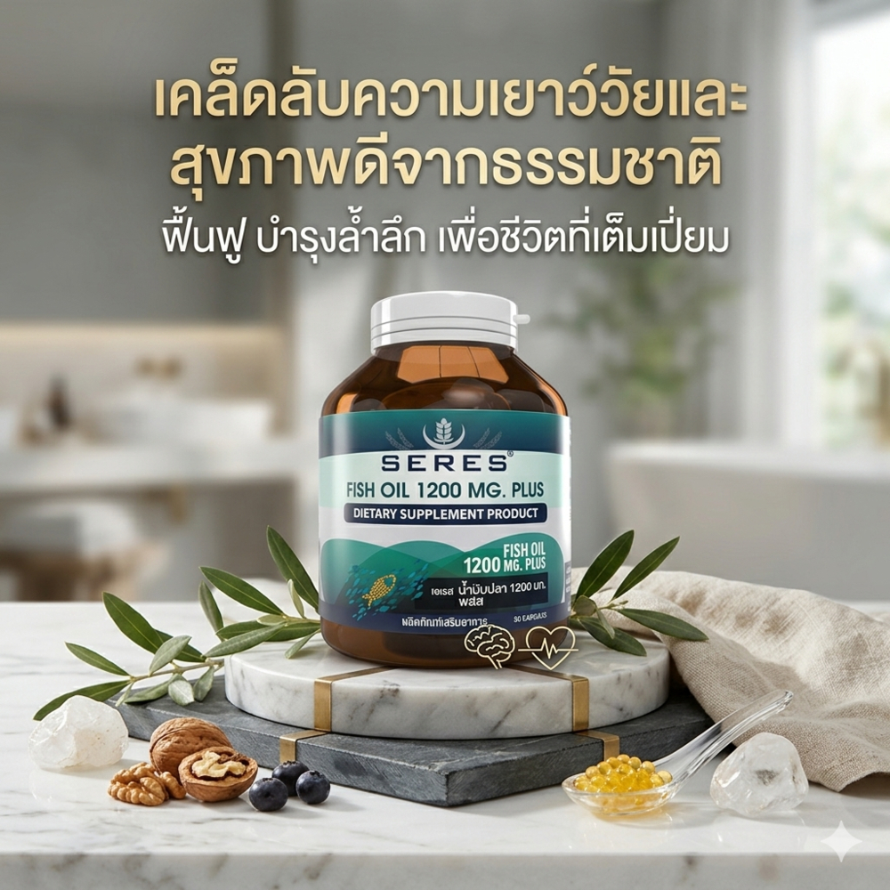 ของแท้! Seres Fish Oil  DHA EPA โอเมก้า 3 สูตรบำรุงสมอง สายตา ความจำ พร้อมวิตามิน E 30 เม็ด