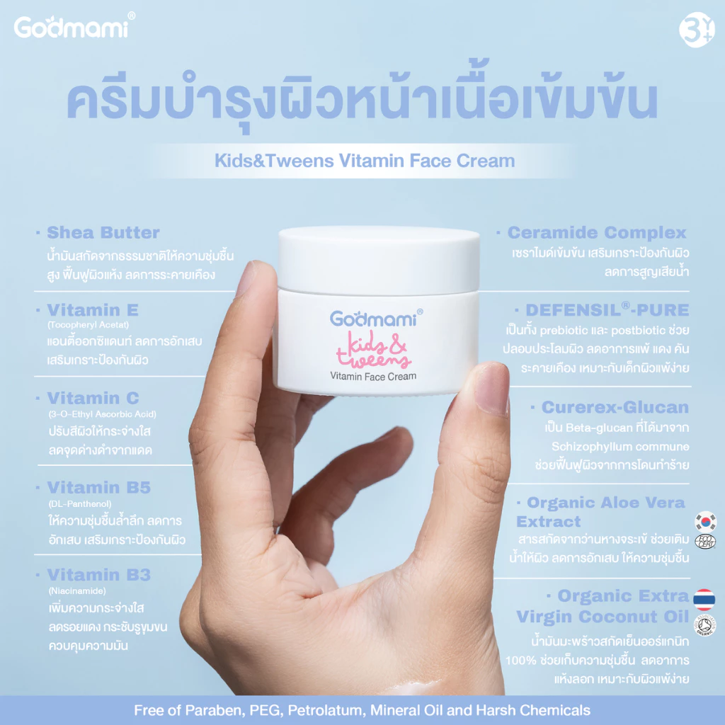 [แพคคู่] Godmami ครีมบำรุงผิวหน้าวิตามินผิวกระจ่างใส สำหรับเด็กและวัยรุ่น สูตรอ่อนโยน Face cream thumbnail 4