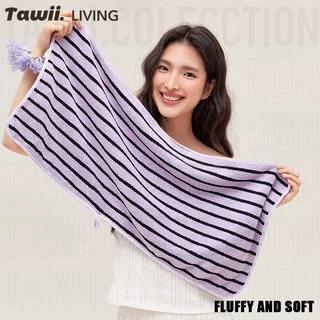 Tawii. ผ้าเช็ดตัว ลายทาง เนื้อนุ่ม ผ้าเช็ดผม ผ้าขนหนู ซับน้ำดีขนไม่หลุด ไมโครไฟเบอร์ 35*75CM
