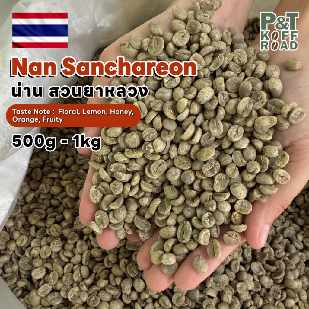 [พร้อมส่ง] สารกาแฟอราบิก้า น่าน Nan Sanchareon Doi SuanYaLuang .Washed Process รวม บรรจุ 500g - 1 kg. P&T KoffRoad