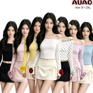 EAV เซตเสื้อแขนยาวเปิดไหล่ 2 แบบ ใส่ได้ทั้งไหล่เดียว/เปิดไหล่ ทรงเข้ารูป ใส่แล้วผอม เย็นสบาย พร้อมส่งกรุงเทพ