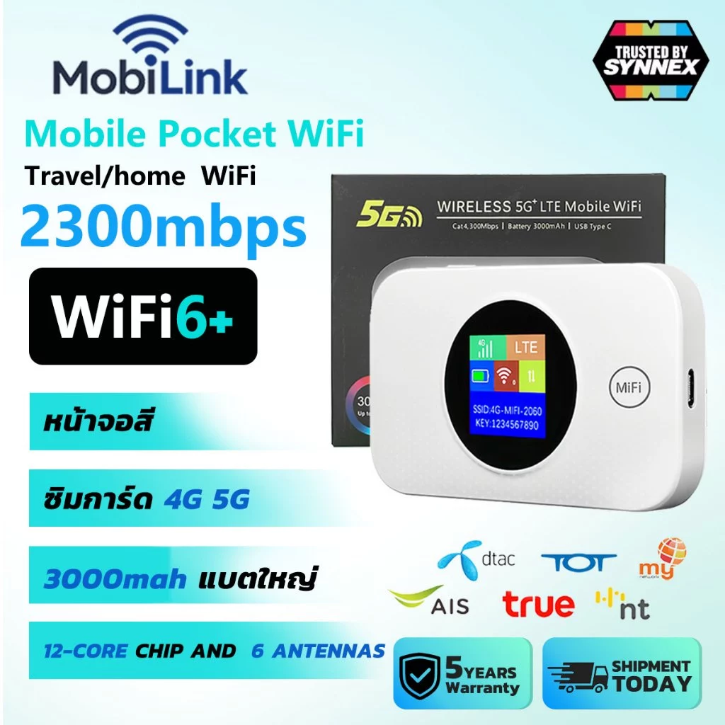 รองรับซิมทุกเครือข่าย✅ไวไฟพกพา 4G/5G Pocket WiFi พ็อกเก็ตไวไฟ เร้าเตอร์ใส่ซิม หน้าจอสี โมบายไวไฟ เร้าเตอร์