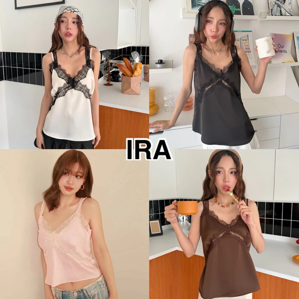 BY IRA (23303) Anthony Top. เสื้อสายเดี่ยวซาติน ดีไซน์สวย งานปักปราณีต ทรงเข้ารูป เนื้อผ้าพรีเมียม