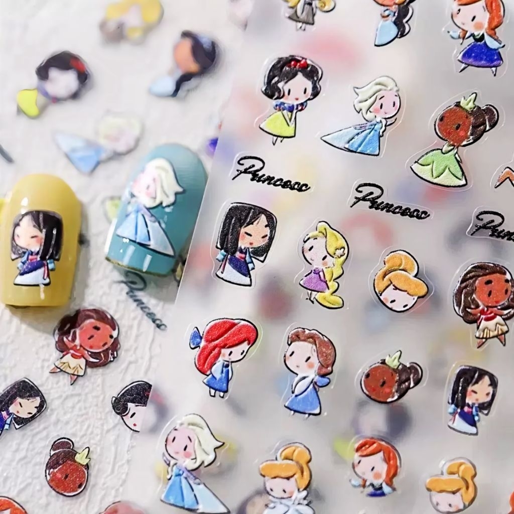 พร้อมส่งจากไทย!!! สติกเกอร์ติดเล็บ สติกเกอร์ลายนูน สติกเกอร์ 5D ลายเจ้าหญิง Disney สติกเกอร์ตกแต่ง ติดสมุดสิ่งของน่ารัก