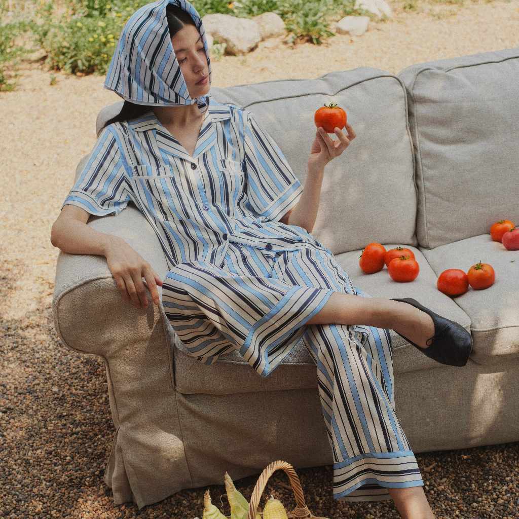 MUSLIN Classic Stripe - Silk Satin Pajamas [Maison De Reve Collection]
