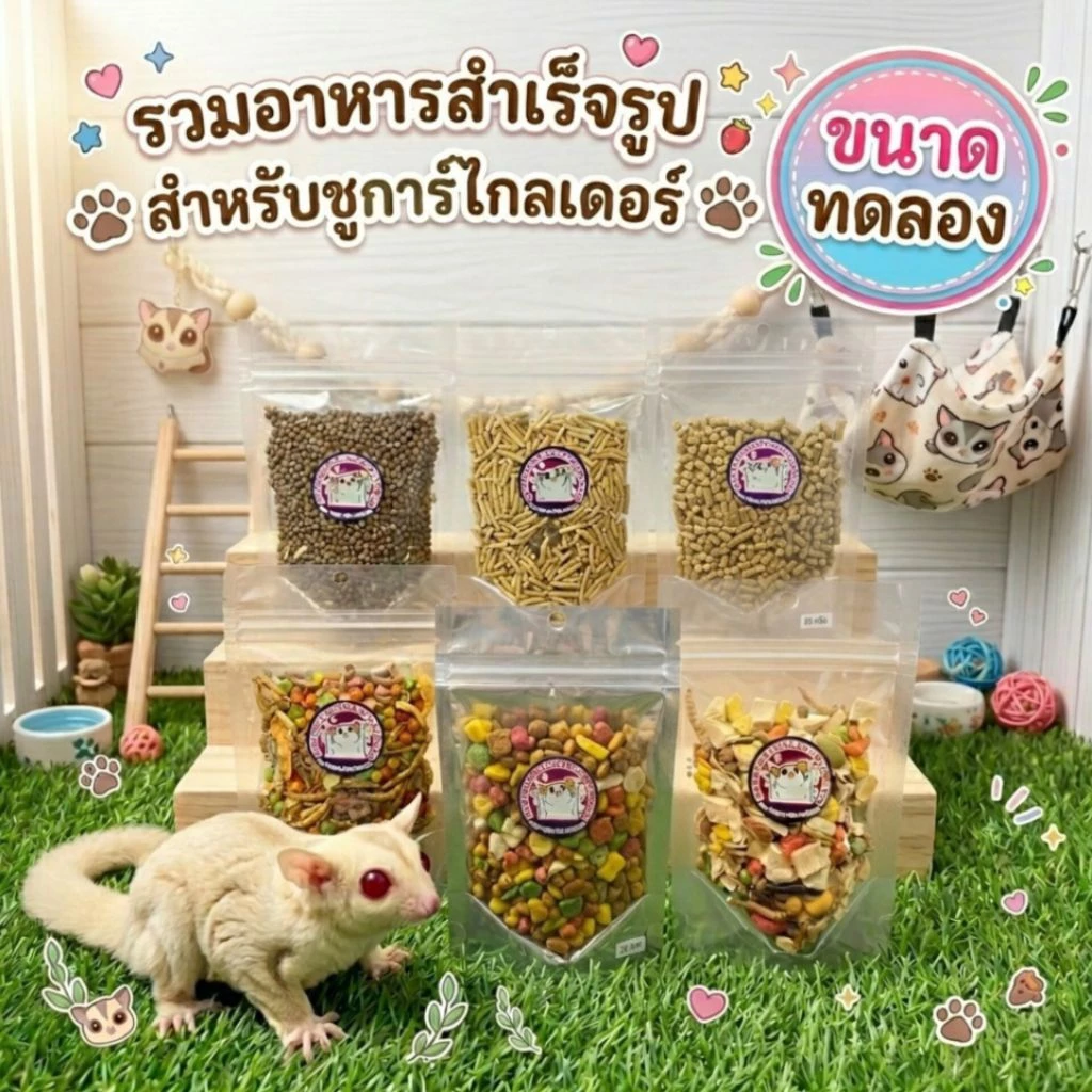 (ขนาดทดลอง) รวมอาหารสำเร็จรูปสำหรับชูการ์ไกลเดอร์
