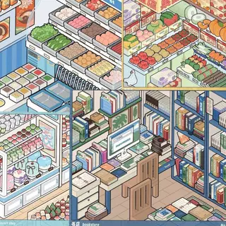 🚚ส่งไว🚚สติกเกอร์ 3D กันน้ำ ภูมิทัศน์ การ์ตูน ร้านอาหาร ซูเปอร์มาร์เก็ต ส่งชุดแหนบโลหะ!
