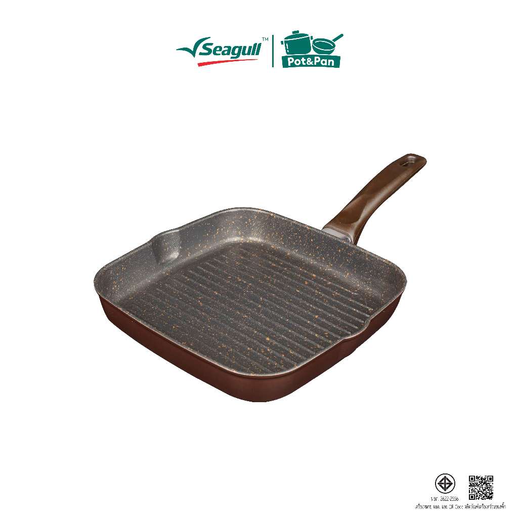 Seagull กระทะย่างสี่เหลี่ยมนอนสติ๊ก กลาดิเอเตอร์ โปร อินดักชั่น ขนาด 28 ซม. Gladiator Pro Non-stick Square Grill Pan