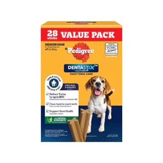 [แพ็กสุดคุ้ม 28 แท่ง] PEDIGREE Dentastix ขนมขัดฟันสุนัข สุนัขพันธุ์เล็ก กลาง ใหญ่