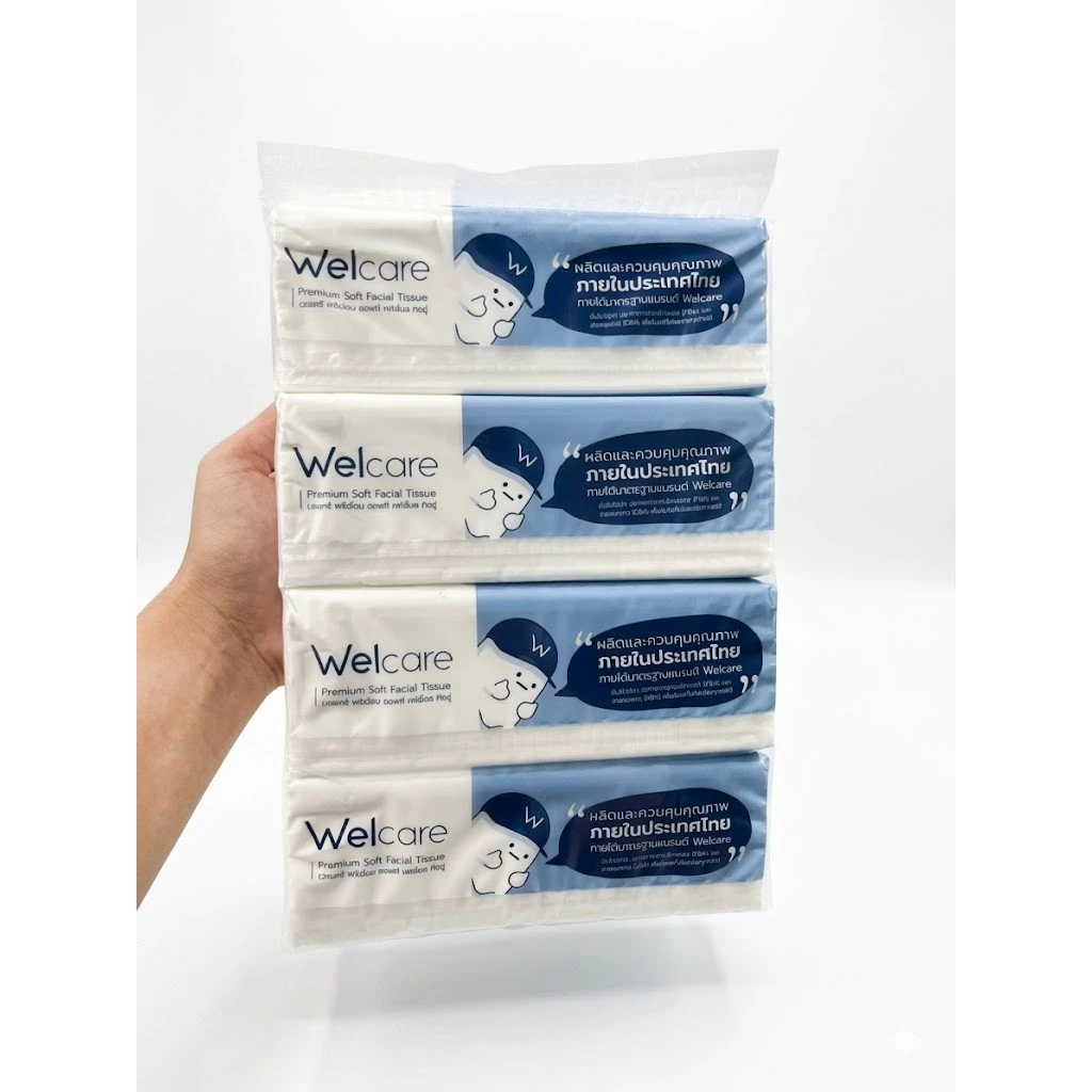 ยกหิ้วWelcare Premium Soft Facial Tissue ทิชชู่เกรดพรีเมียม เนื้อนุ่มละเอียด ไม่เป็นขุย ไม่ระคายเคืองผิว