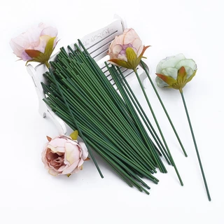 ก้านลวดดอกไม้สีเขียว 40 ซม. 50 ชิ้น ก้านดอกไม้ปลอม ดัดงอได้ สำหรับ DIY ทำดอกไม้ งานแฮนด์เมด งานประดิษฐ์