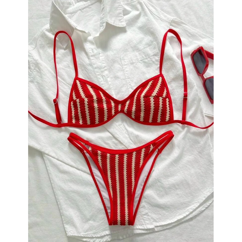 𝑴𝑨𝒀𝑼 𝑺𝑼𝑴𝑴𝑬𝑹 ✨พร้อมส่ง👙🔥บิกินี่ลายทางทรงฮิตp